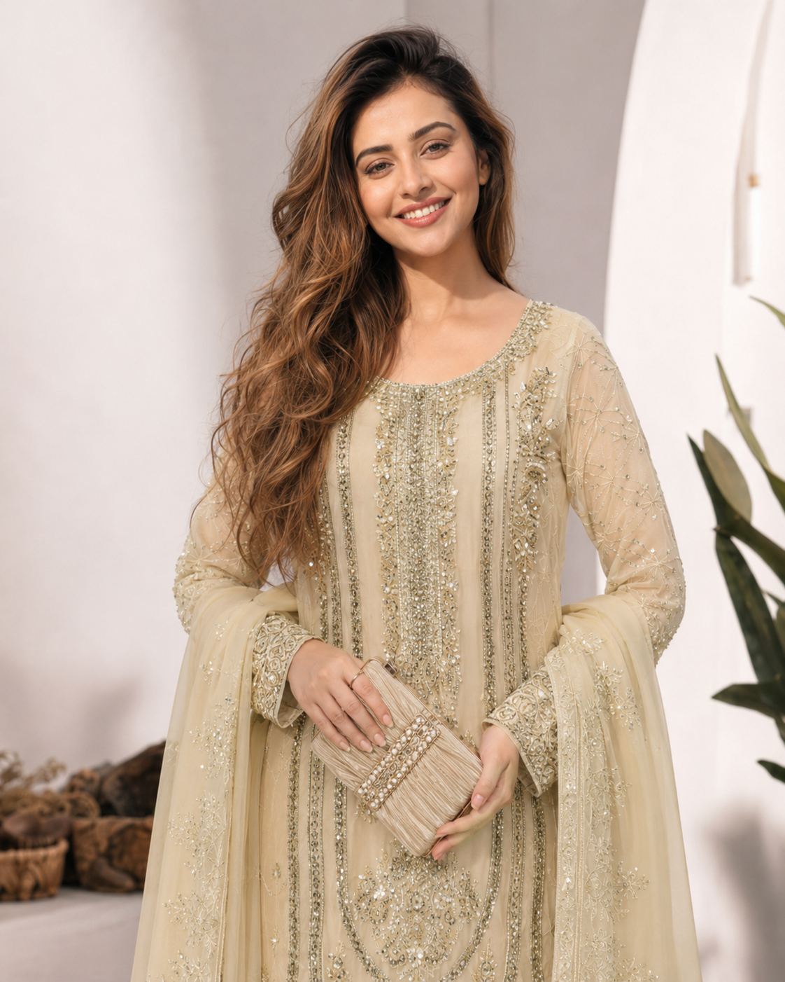 Royal Ivory Heavy Work 3 Piece Suit for Women