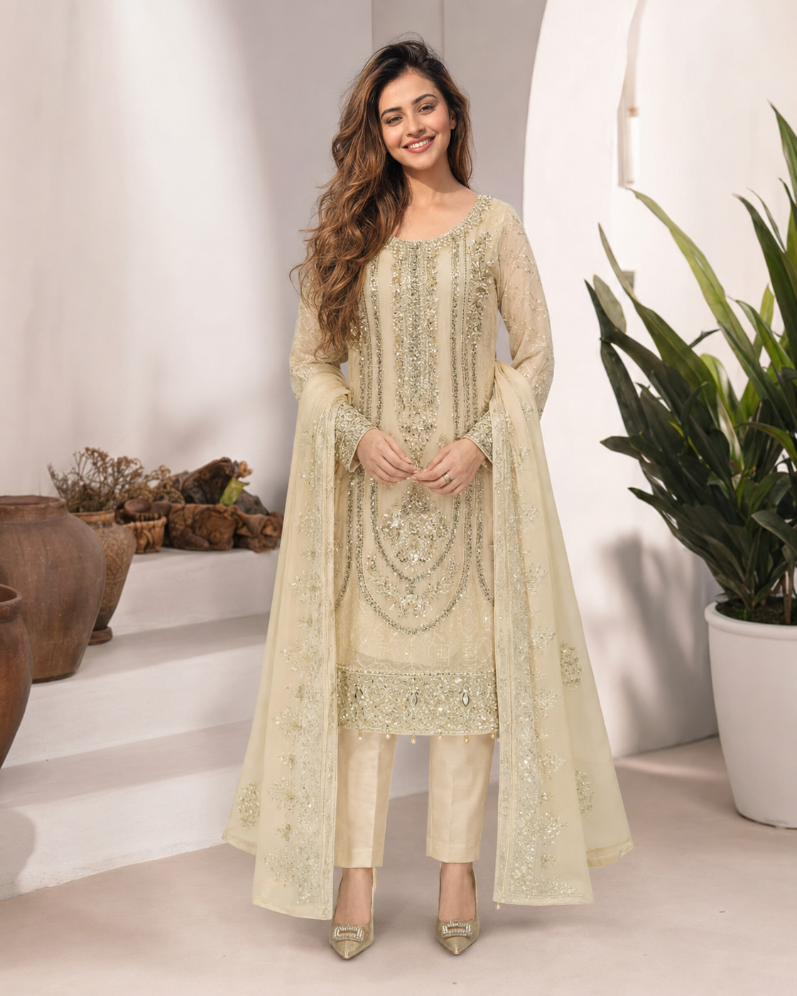 Royal Ivory Heavy Work 3 Piece Suit for Women