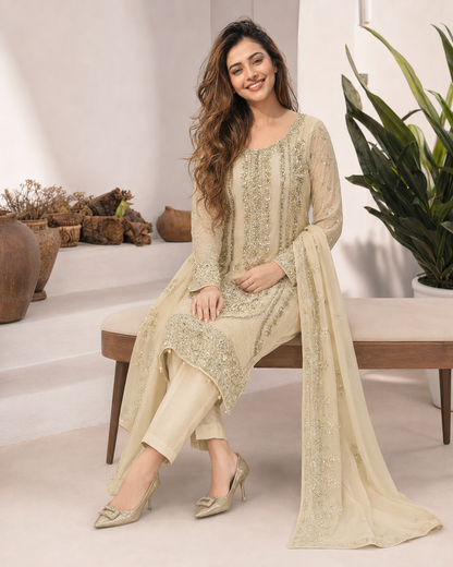 Royal Ivory Heavy Work 3 Piece Suit for Women