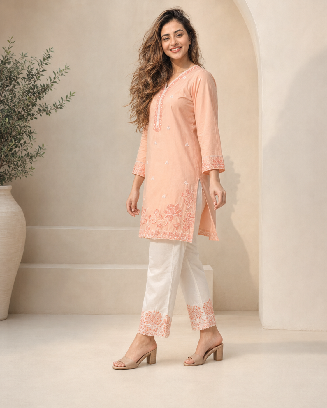 Everyday Luxe Embroidered Cotton 2 Piece Co-ord Set for Women