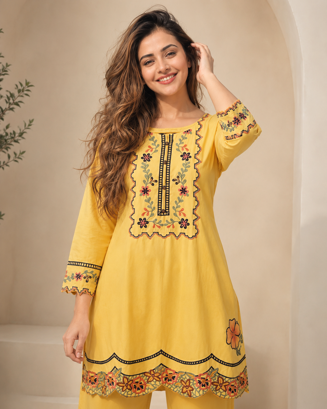 Everyday Luxe Embroidered Cotton 2 Piece Co-ord Set for Women