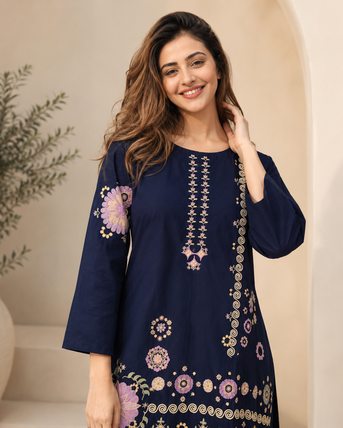 Everyday Luxe Embroidered Cotton 2 Piece Co-ord Set for Women