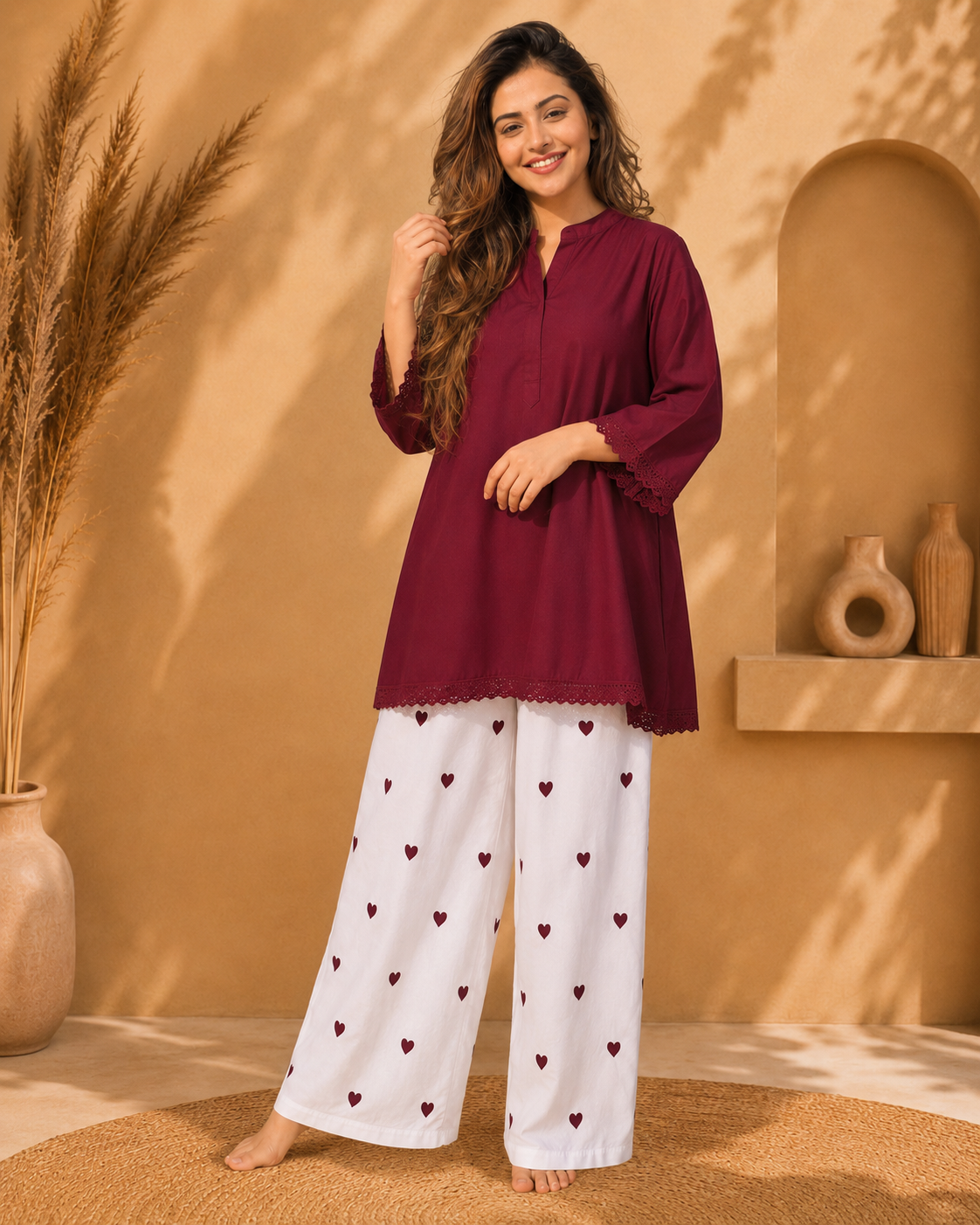 Sweetheart Cotton 2 Piece Co-ord Set for Women