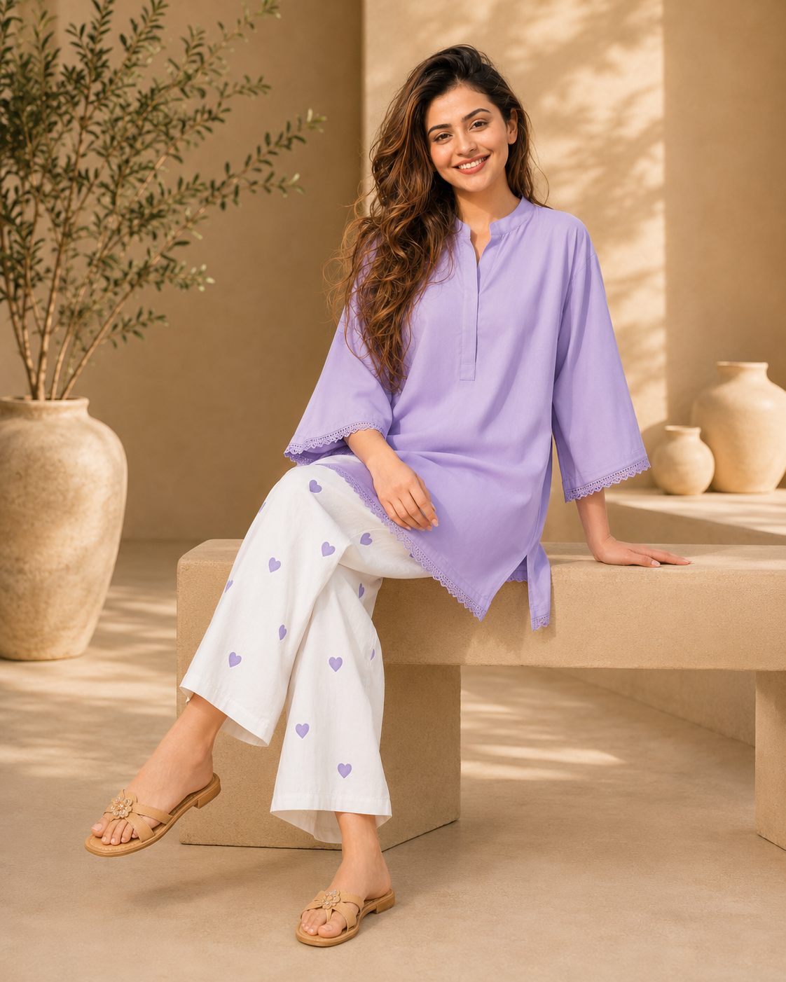 Sweetheart Cotton 2 Piece Co-ord Set for Women