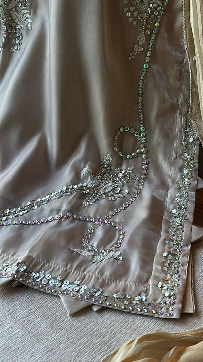 Rhinestone Grace Handworked Sheesha Silk 3 Piece Suit