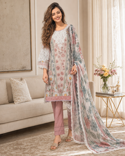 Pastel Bloom Lace 3 Piece Suit