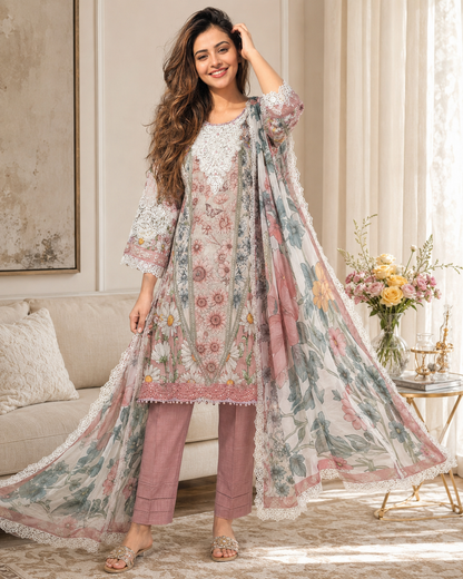 Pastel Bloom Lace 3 Piece Suit
