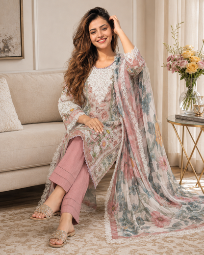 Pastel Bloom Lace 3 Piece Suit