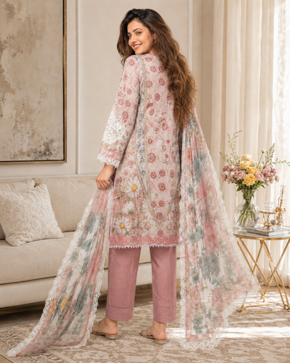 Pastel Bloom Lace 3 Piece Suit